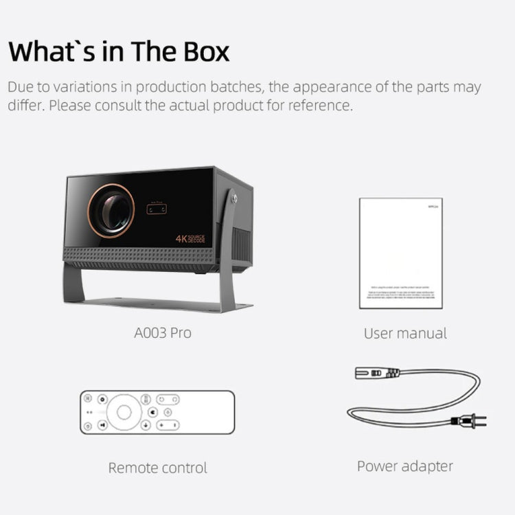 AUN A003 Pro 1920 x 1080P 350 Lumens Portable Home Theater LED HD Digital Projector, US Plug(Grey) by AUN