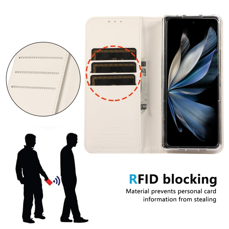For Google Pixel 9 Pro Fold ABEEL RFID Magnetic Flip Leather Phone Case(White) by buy2fix