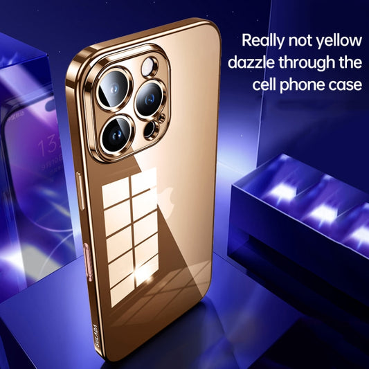 For iPhone 16 Pro Max SULADA Shine Through Series Plating TPU Transparent Phone Case(Titanium Blue) by SULADA