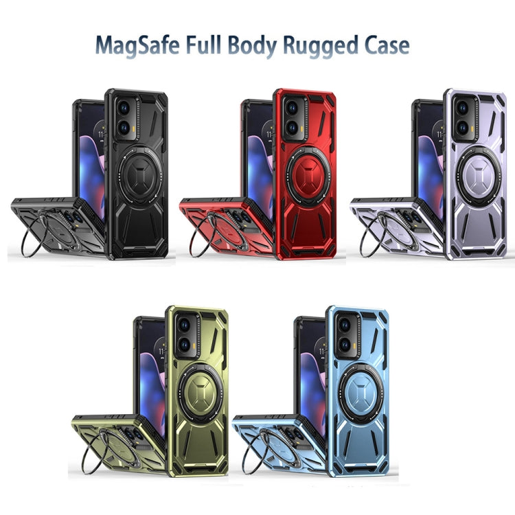 For Motorola Moto G Power 5G 2024 Armor II Series MagSafe Magnetic Holder Phone Case(Light Purple) by buy2fix
