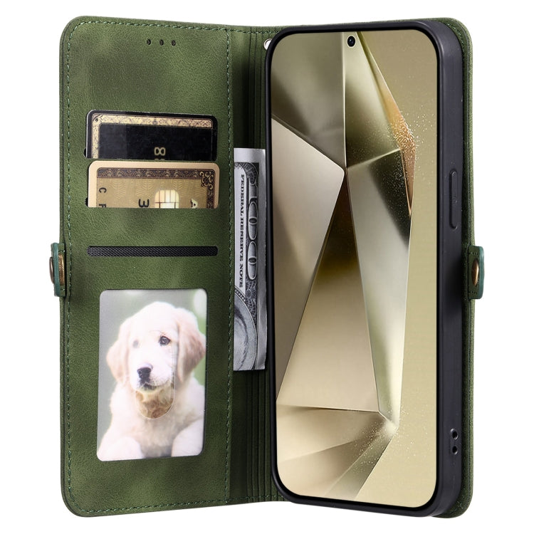 For Samsung Galaxy S25+ 5G Skin Feel Totem Embossed Leather Phone Case(Deep Green) - Galaxy S25+ 5G Cases by buy2fix | Online Shopping UK | buy2fix