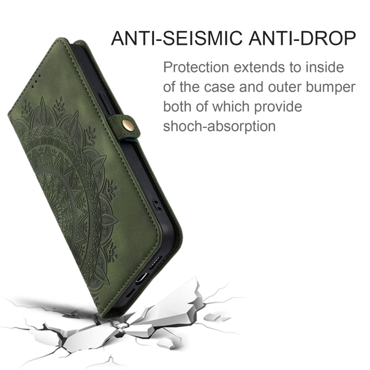 For Samsung Galaxy S25+ 5G Skin Feel Totem Embossed Leather Phone Case(Deep Green) - Galaxy S25+ 5G Cases by buy2fix | Online Shopping UK | buy2fix