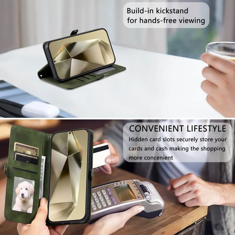 For Samsung Galaxy S25+ 5G Skin Feel Totem Embossed Leather Phone Case(Deep Green) - Galaxy S25+ 5G Cases by buy2fix | Online Shopping UK | buy2fix
