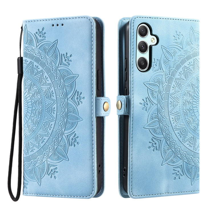 For Samsung Galaxy S25+ 5G Skin Feel Totem Embossed Leather Phone Case(Blue) - Galaxy S25+ 5G Cases by buy2fix | Online Shopping UK | buy2fix