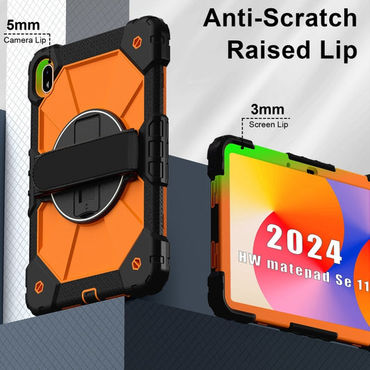 For Huawei MatePad SE 11 2024 Contrast Color Robot Silicone Hybrid PC Tablet Case(Black Orange) by buy2fix