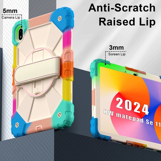 For Huawei MatePad SE 11 2024 Contrast Color Robot Silicone Hybrid PC Tablet Case(Colorful Blue) by buy2fix