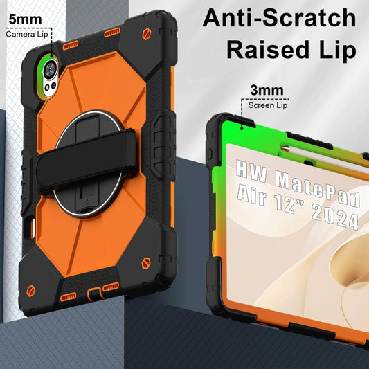 For Huawei MatePad Air 12 2024 Contrast Color Robot Silicone Hybrid PC Tablet Case(Black Orange) by buy2fix