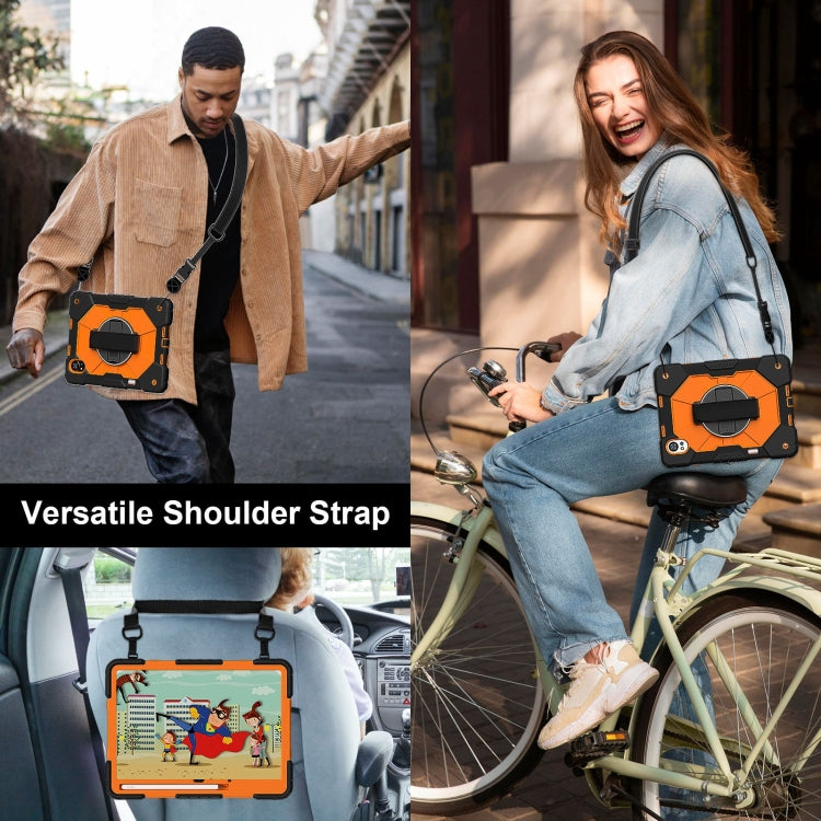 For Huawei MatePad Air 12 2024 Contrast Color Robot Silicone Hybrid PC Tablet Case(Black Orange) by buy2fix