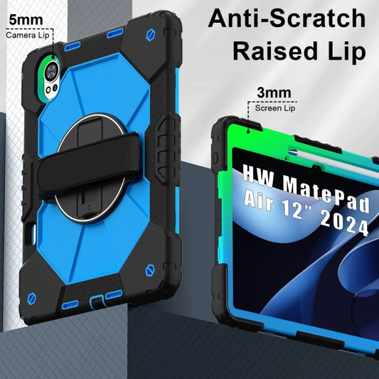 For Huawei MatePad Air 12 2024 Contrast Color Robot Silicone Hybrid PC Tablet Case(Black Blue) by buy2fix