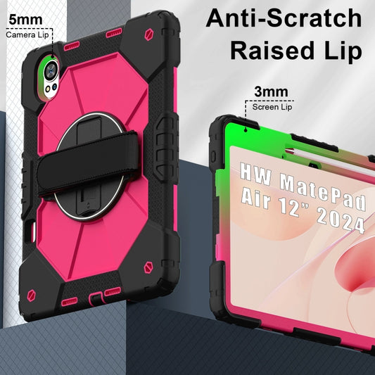 For Huawei MatePad Air 12 2024 Contrast Color Robot Silicone Hybrid PC Tablet Case(Black Rose Red) by buy2fix
