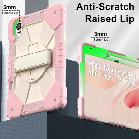 For Huawei MatePad Air 12 2024 Contrast Color Robot Silicone Hybrid PC Tablet Case(Rose Gold Beige) by buy2fix