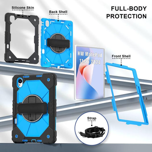 For Huawei MatePad 11.5 S Contrast Color Robot Silicone Hybrid PC Tablet Case(Black Blue) - Huawei by buy2fix | Online Shopping UK | buy2fix