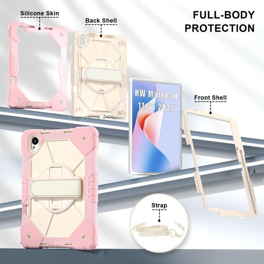 For Huawei MatePad 11.5 S Contrast Color Robot Silicone Hybrid PC Tablet Case(Rose Gold Beige) - Huawei by buy2fix | Online Shopping UK | buy2fix
