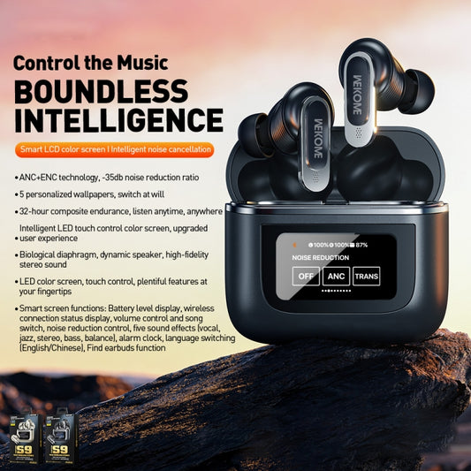 WK Beluga S9 Smart Color Screen True Wireless Noise Reduction Bluetooth Earphone(Grey) - TWS Earphone by WK | Online Shopping UK | buy2fix