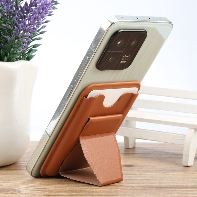 MagSafe Magnetic Wallet Card Hourglass Fold Holder Case(Brown) - Adhesive Card Holders by buy2fix | Online Shopping UK | buy2fix