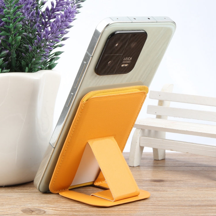 MagSafe Magnetic Wallet Card Square Fold Holder Case(Yellow) - Adhesive Card Holders by buy2fix | Online Shopping UK | buy2fix