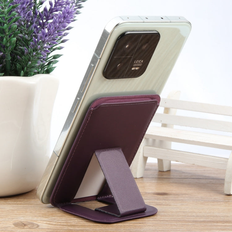 MagSafe Magnetic Wallet Card Square Fold Holder Case(Purple) - Adhesive Card Holders by buy2fix | Online Shopping UK | buy2fix