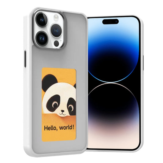 For iPhone 14 Pro Four-Color E-ink Screen NFC DIY Phone Case(White) - iPhone 14 Pro Cases by buy2fix | Online Shopping UK | buy2fix