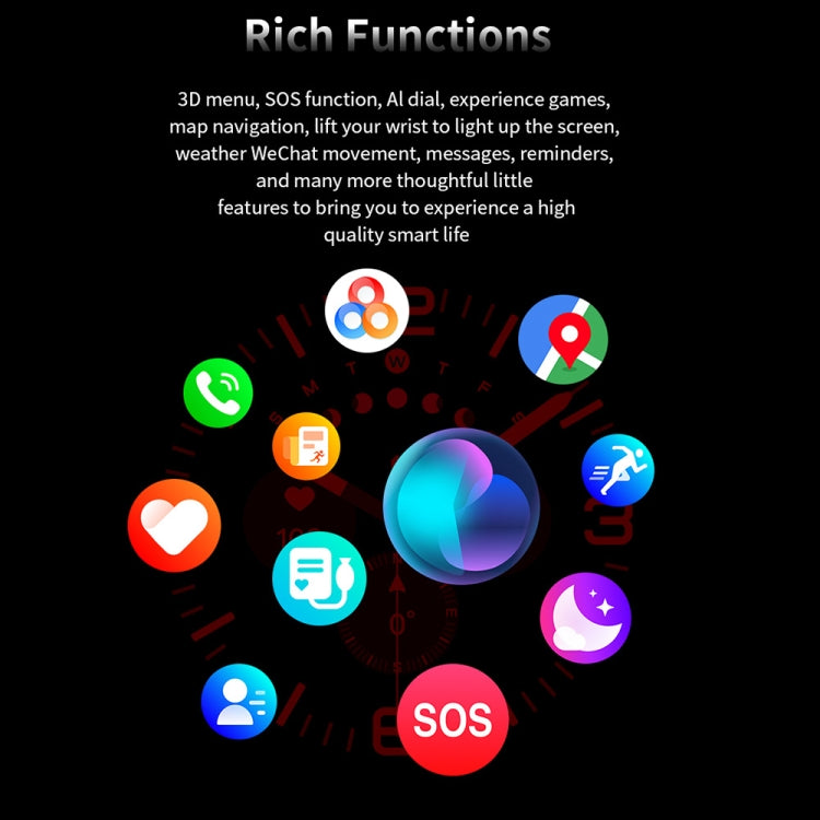 W7 1.43 inch IP68 Waterproof Smart Watch, Support Sedentary Reminder / Sleep Monitoring(Black) by buy2fix