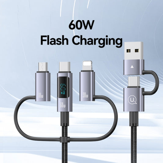 USAMS 60W 6 in 1 Digital Display Fast Charging Cable, Length:1.2m(Titanium Gray) by USAMS