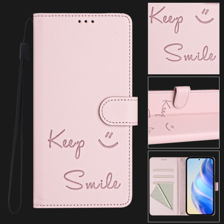 For Samsung Galaxy S25+ 5G Smile Embossing RFID Leather Phone Case(Pink) - Galaxy S25+ 5G Cases by buy2fix | Online Shopping UK | buy2fix
