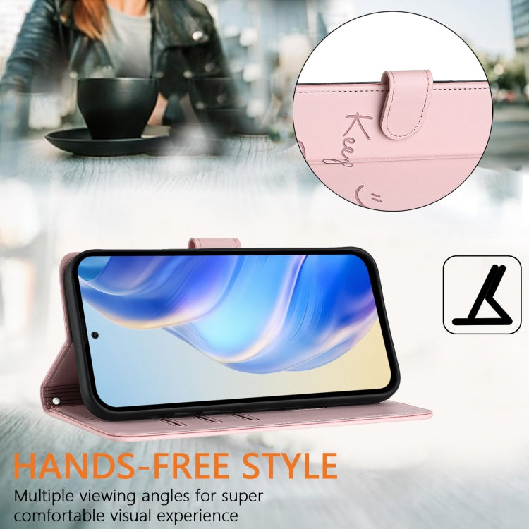 For Samsung Galaxy S25+ 5G Smile Embossing RFID Leather Phone Case(Pink) - Galaxy S25+ 5G Cases by buy2fix | Online Shopping UK | buy2fix