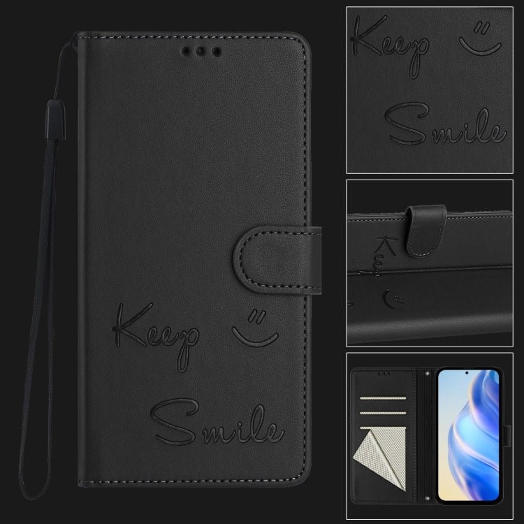 For Samsung Galaxy S25+ 5G Smile Embossing RFID Leather Phone Case(Black) - Galaxy S25+ 5G Cases by buy2fix | Online Shopping UK | buy2fix