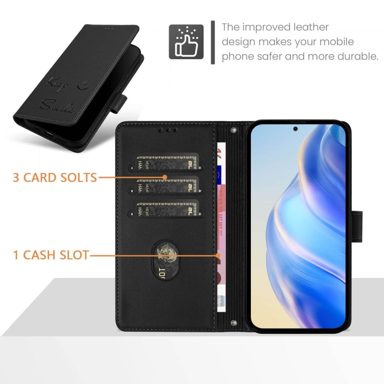 For Samsung Galaxy S25+ 5G Smile Embossing RFID Leather Phone Case(Black) - Galaxy S25+ 5G Cases by buy2fix | Online Shopping UK | buy2fix