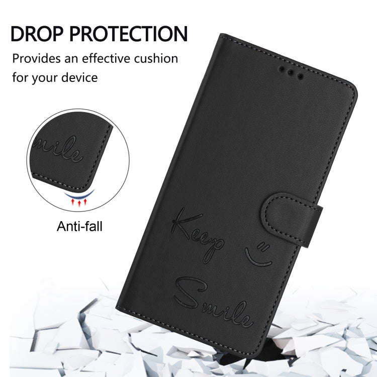 For Samsung Galaxy S25+ 5G Smile Embossing RFID Leather Phone Case(Black) - Galaxy S25+ 5G Cases by buy2fix | Online Shopping UK | buy2fix