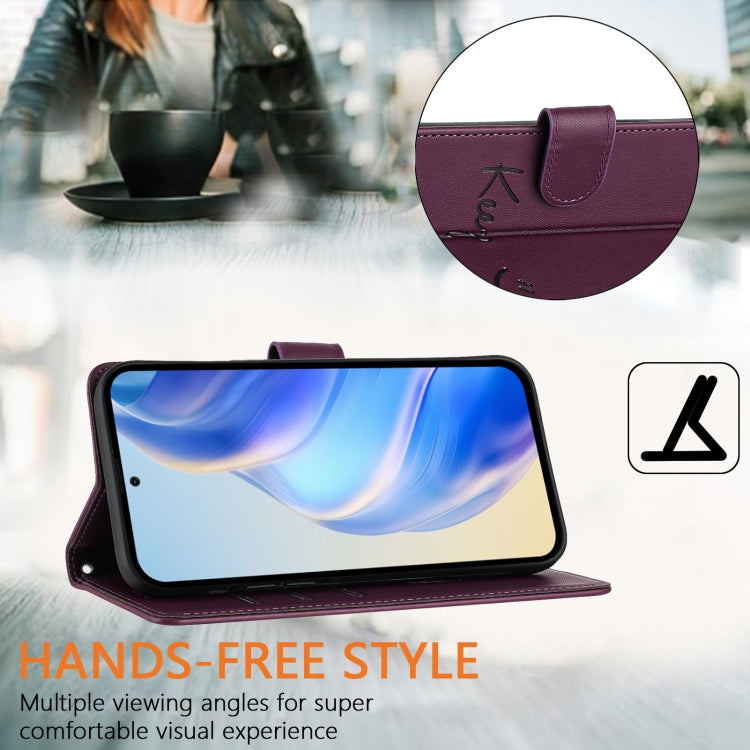 For Samsung Galaxy S25+ 5G Smile Embossing RFID Leather Phone Case(Violet) - Galaxy S25+ 5G Cases by buy2fix | Online Shopping UK | buy2fix