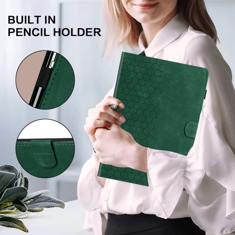 For iPad 2025 / 2022 Honeycomb Embossed Leather Smart Tablet Case(Green) - iPad 2025 / 2022 Cases by buy2fix | Online Shopping UK | buy2fix