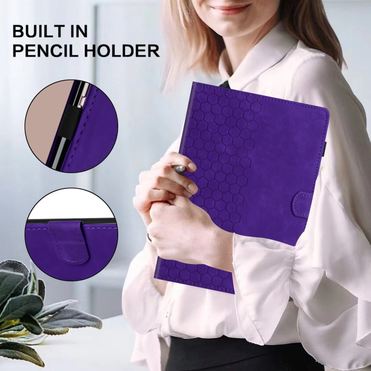 For iPad 10.2 2021 / 2020 / 10.5 2019 Honeycomb Embossed Leather Smart Tablet Case(Purple) - iPad 10.2 Cases by buy2fix | Online Shopping UK | buy2fix