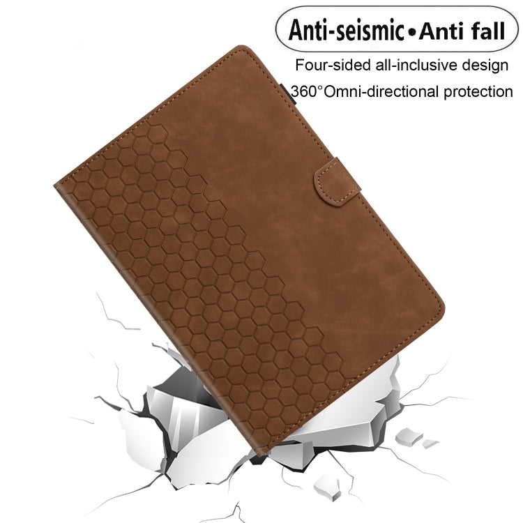 For iPad Pro 9.7 / 9.7 2018 / 2017 Honeycomb Embossed Leather Smart Tablet Case(Brown) - iPad 9.7 (2018) & (2017) Cases by buy2fix | Online Shopping UK | buy2fix