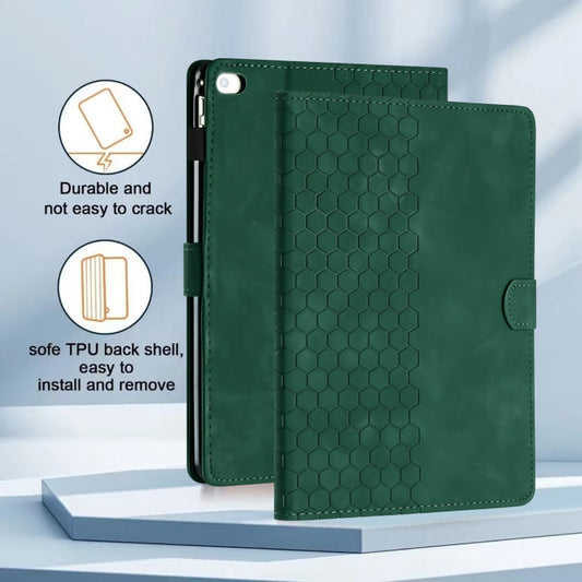 For iPad Pro 9.7 / 9.7 2018 / 2017 Honeycomb Embossed Leather Smart Tablet Case(Green) - iPad 9.7 (2018) & (2017) Cases by buy2fix | Online Shopping UK | buy2fix