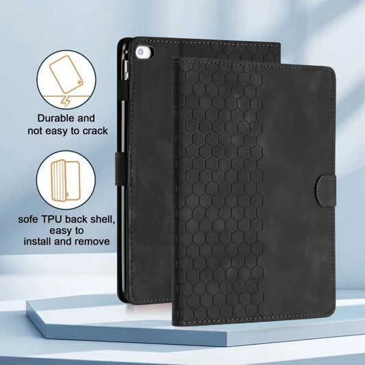 For iPad Pro 9.7 / 9.7 2018 / 2017 Honeycomb Embossed Leather Smart Tablet Case(Black) - iPad 9.7 (2018) & (2017) Cases by buy2fix | Online Shopping UK | buy2fix
