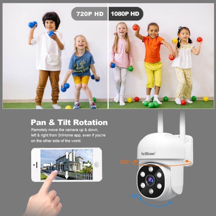 SriHome SH061 2MP AI Humanoid Tracking Infrared Night Vision Camera(US Plug) - Wireless Camera by SriHome | Online Shopping UK | buy2fix