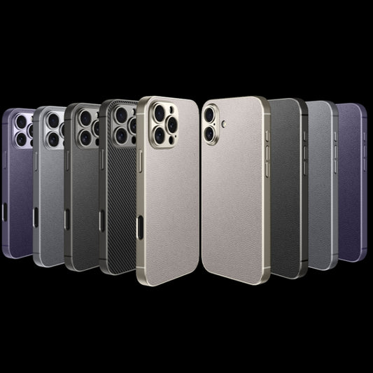 For iPhone 16 Pro Max GKK Metal Paint Skin Feel Leather Full Coverage Phone Case(Titanium Grey) by GKK