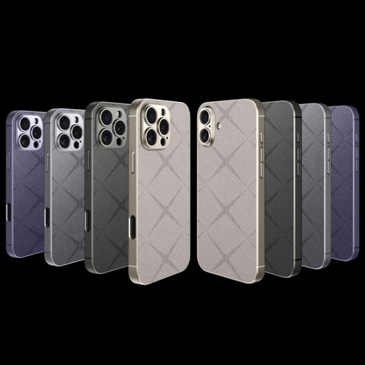 For iPhone 16 GKK Asterism Metal Paint Skin Feel Leather Full Coverage Phone Case(Mountain Gray) by GKK