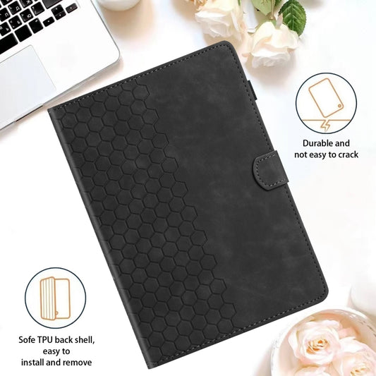 For Samsung Galaxy Tab A 10.1 2016 T580 Honeycomb Embossed Leather Smart Tablet Case(Black) by buy2fix