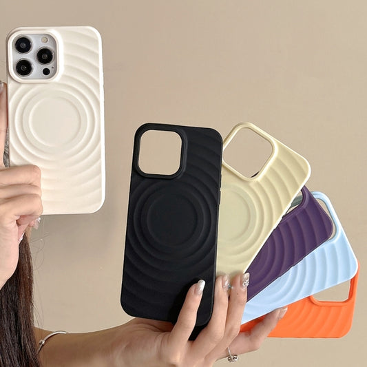 For iPhone 16 Plus Frosted Wave Texture MagSafe Magnetic TPU Phone Case(White) by buy2fix