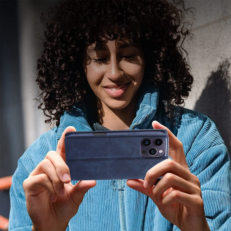 For iPhone 16 Pro LC.IMEEKE RFID Anti-theft Leather Phone Case(Blue) by LC.IMEEKE