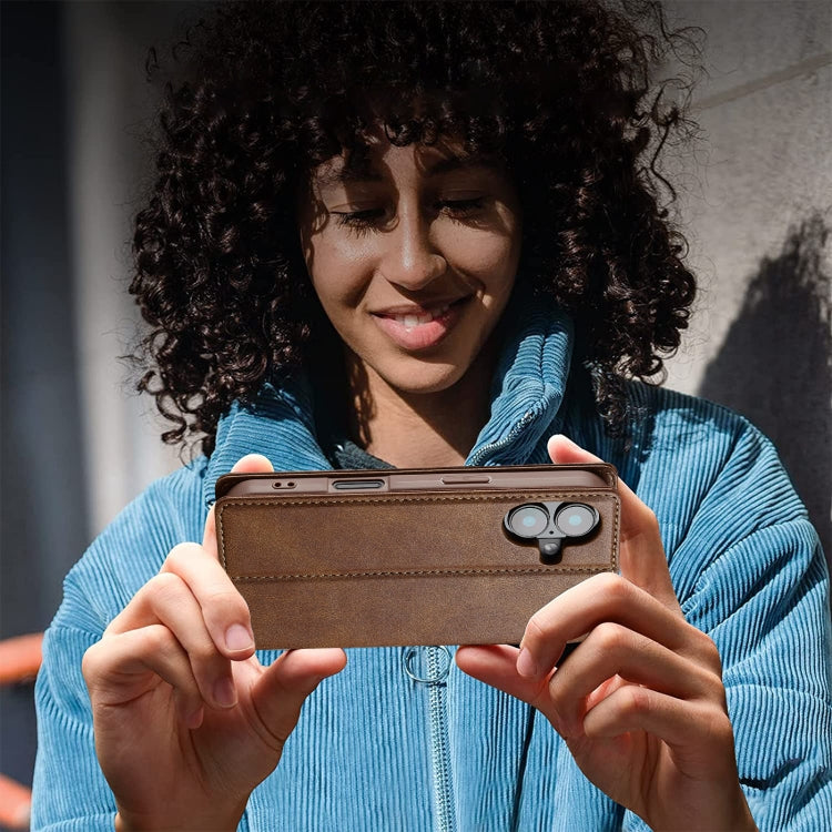 For iPhone 16 Plus LC.IMEEKE RFID Anti-theft Leather Phone Case(Brown) by LC.IMEEKE