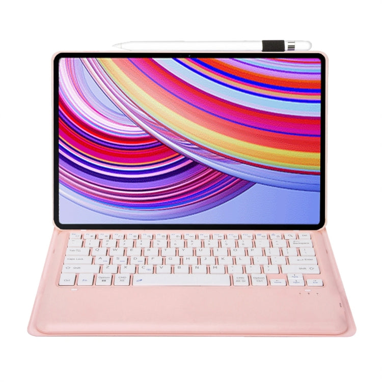 For Xiaomi Redmi Pad Pro 12.1 A0N11 Detachable Bluetooth Keyboard TPU Lambskin Leather Tablet Case(Pink White) - Xiaomi Keyboard by buy2fix | Online Shopping UK | buy2fix