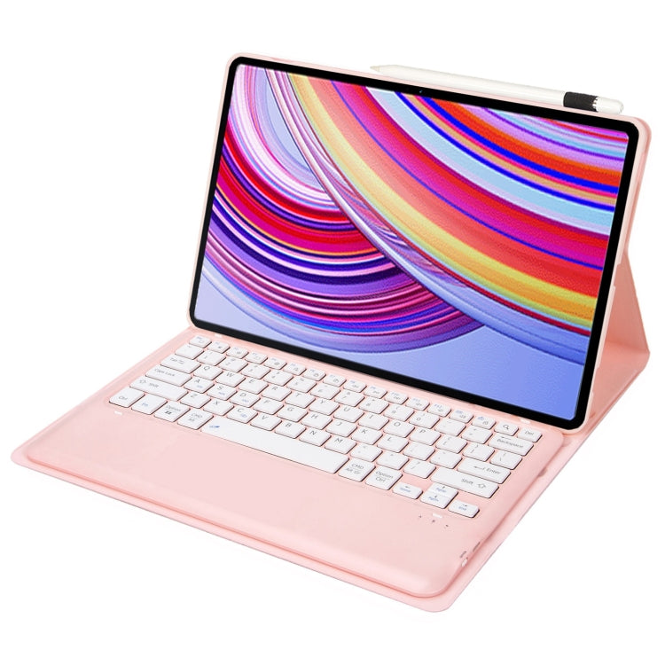 For Xiaomi Redmi Pad Pro 12.1 A0N11 Detachable Bluetooth Keyboard TPU Lambskin Leather Tablet Case(Pink White) - Xiaomi Keyboard by buy2fix | Online Shopping UK | buy2fix