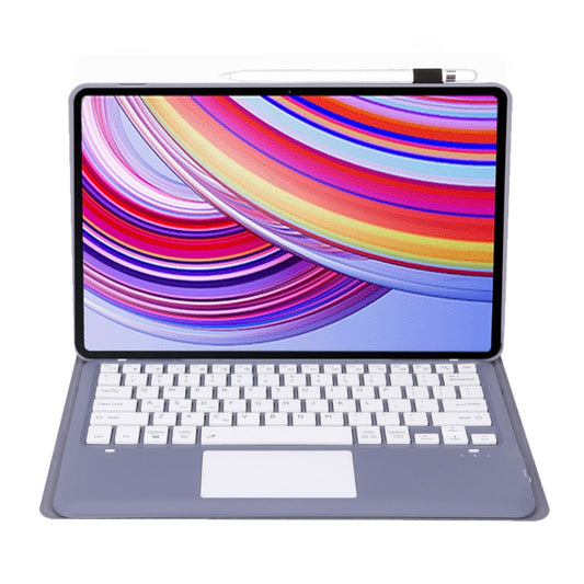 For Xiaomi Redmi Pad Pro 12.1 A0N11-A Detachable Bluetooth Keyboard TPU Lambskin Leather Tablet Case with Touchpad(Lavender White) by buy2fix