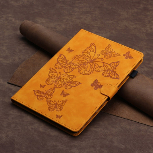 For iPad Pro 11 2025 / 2024 Butterflies Embossed Leather Smart Tablet Case(Yellow) by buy2fix