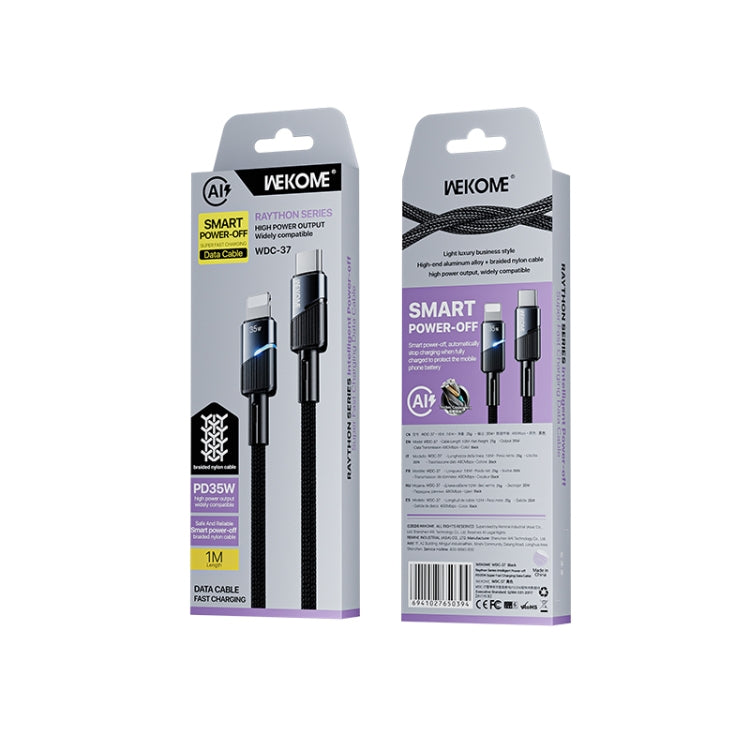 WK WDC-37 Intelligent Power-off 1m PD35W Type-C to 8 Pin Fast Charging Data Cable(Black) by WK