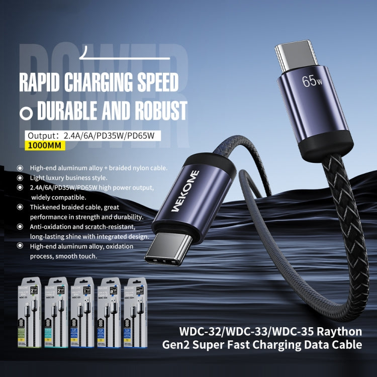 WK WDC-32a Raython Gen2 1m 6A USB to Type-C Fast Charging Data Cable(Black) - USB-C & Type-C Cable by WK | Online Shopping UK | buy2fix