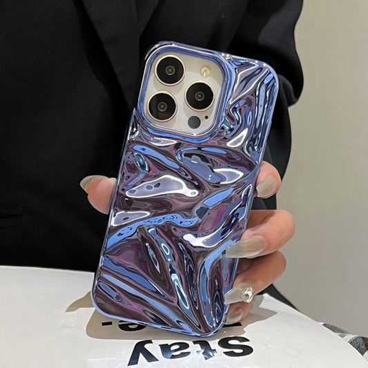 For iPhone 16 Plus Water Ripple Electroplating Paint TPU Phone Case(Dark Blue) by buy2fix