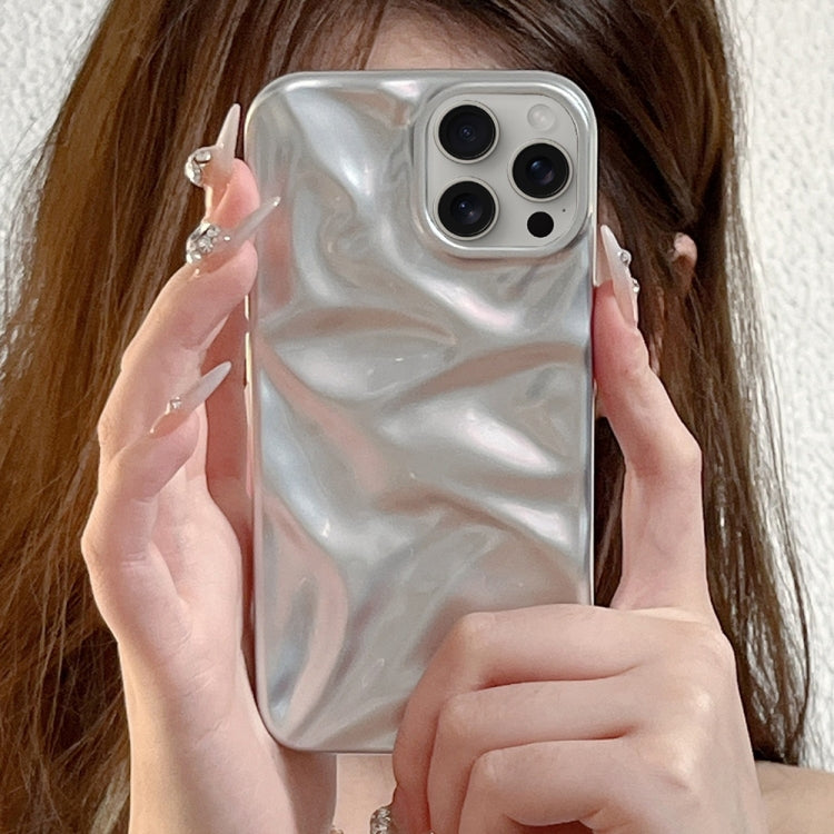 For iPhone 16 Plus Water Ripple Electroplating Paint TPU Phone Case(Silver) by buy2fix